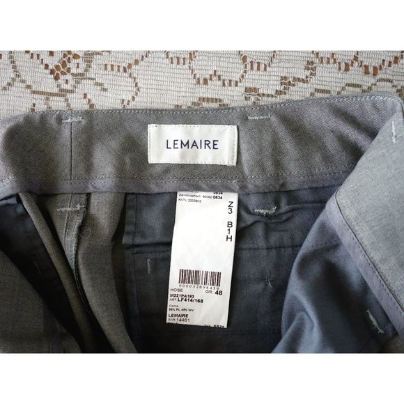 Lemaire Light Grey Thin Wool Buckleback Tapered Pants Trousers FR 48 US 32 NWOT - Picture 6 of 11